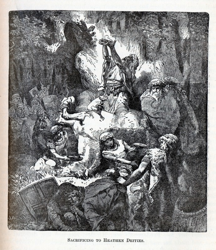 Sacrificing to Heathen Deities, 1882. Artist: Anonymous