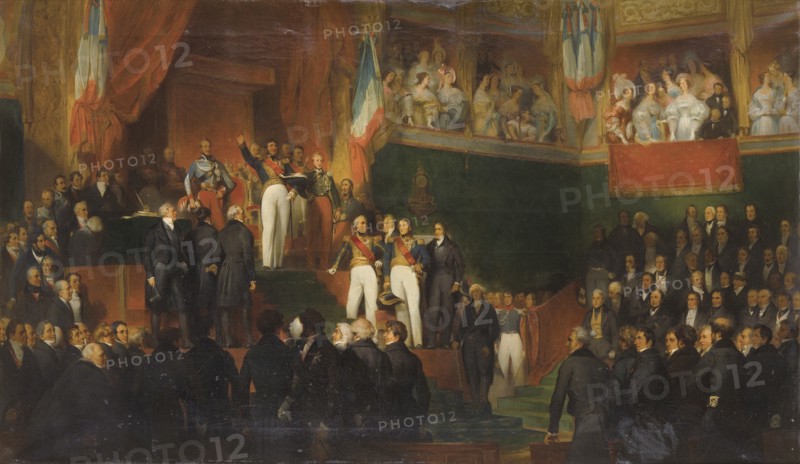 Louis-Philippe I is sworn in as king before the Chamber of Deputies, 9th August 1830. Artist: Perrault, Léon Jean Basile (1832-1908)