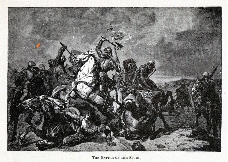 The Battle of the Spurs, 1882. Artist: Anonymous
