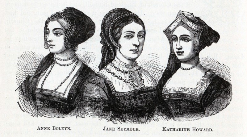 Anne Boleyn. Jane Seymour. Katharine Howard, 1882. Artist: Anonymous