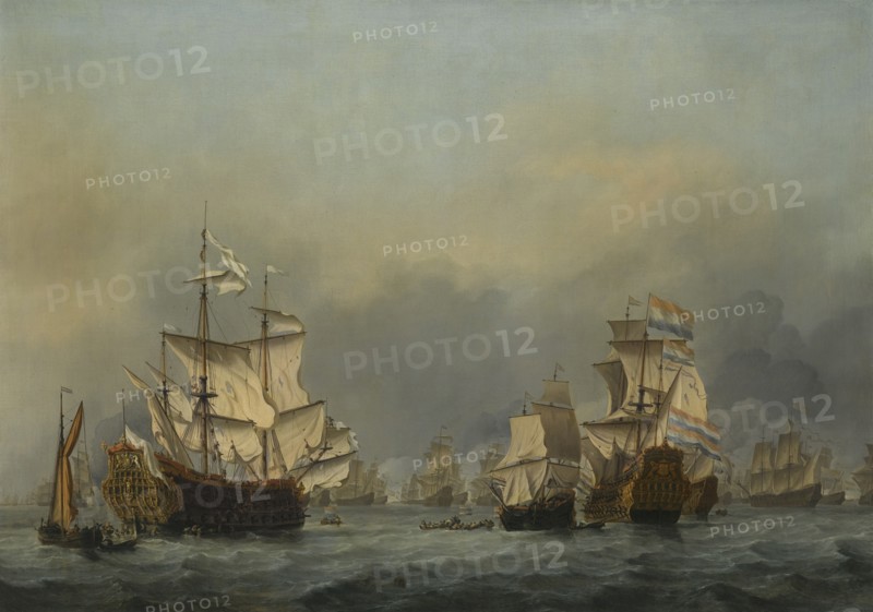 The Four Days' Battle, c. 1670. Artist: Velde, Willem van de, the Younger (1633-1707)