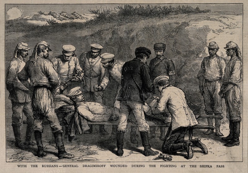 General Mikhail Dragomirov Wounded During the Battle at the Shipka Pass, ca 1878. Artist: Anonymous