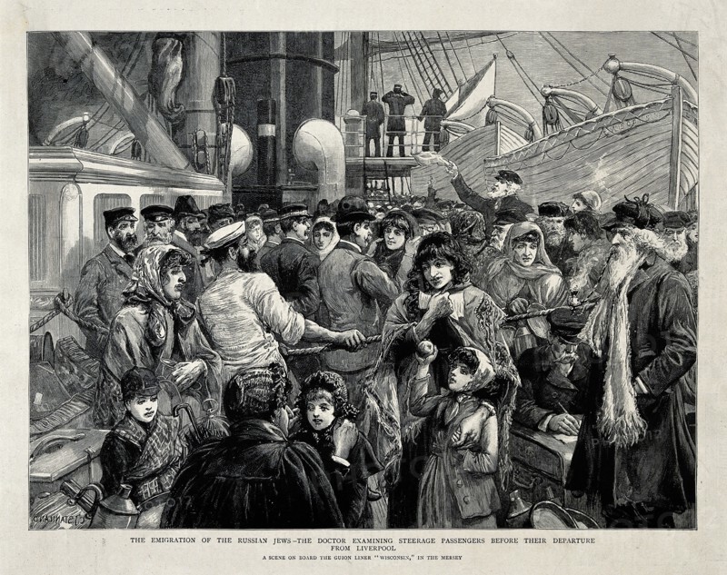 The Russian Jews examined by a doctor before the Emigration from Liverpool, 1891. Artist: Staniland, Charles Joseph (1838-1916)