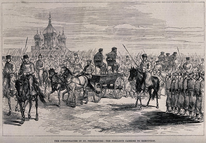 The Nihilists carried to Execution in St. Petersburg, ca 1881. Artist: Anonymous