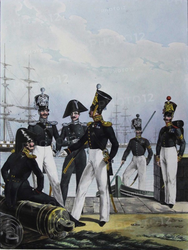 The Guards Équipage Artillery Company and Guards Cargo Company, 1829. Artist: Belousov, Lev Alexandrovich (1806-1864)