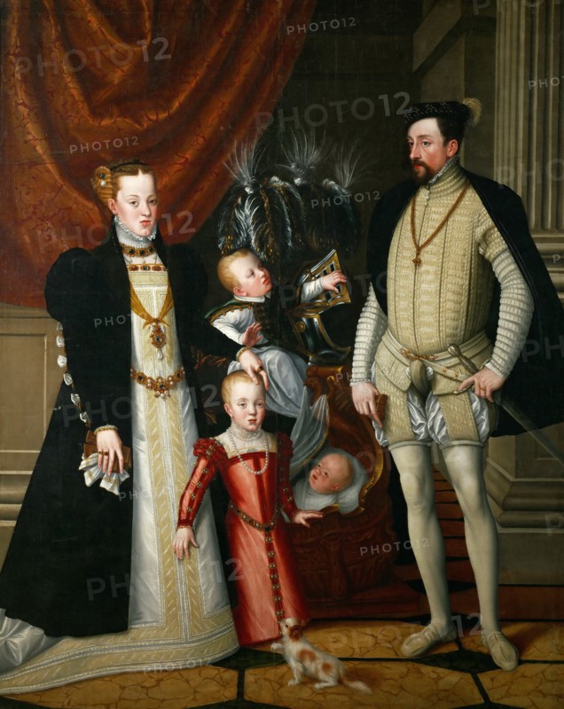 Holy Roman Emperor Maximilian II of Austria (1527-1576) and his wife Infanta Maria of Spain with the Artist: Arcimboldo, Giuseppe (1527-1593)