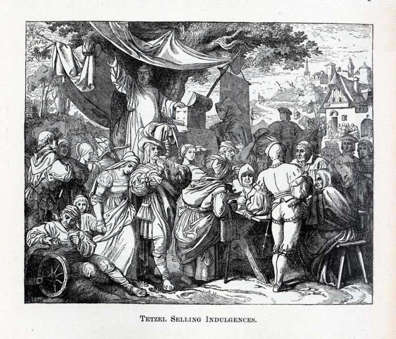 Tetzel Selling Indulgences, 1882. Artist: Anonymous
