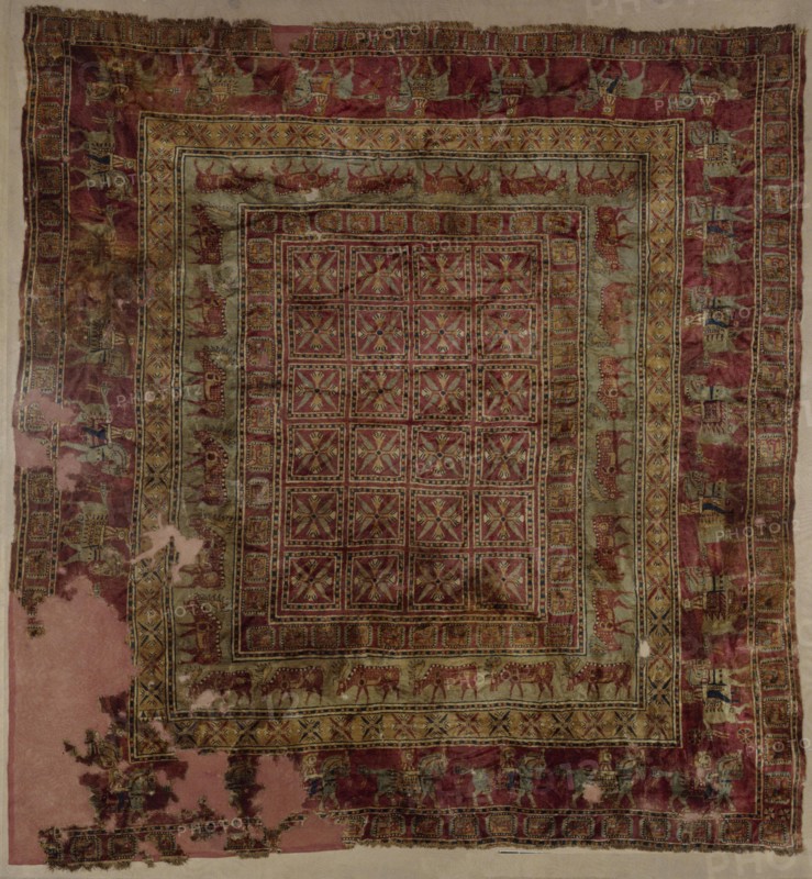 Pile Carpet, 5th-4th century BC. Artist: Ancient Altaian, Pazyryk Burial Mounds