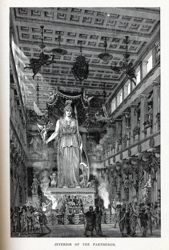 Interior of the Parthenon, 1882. Artist: Closs, Adolf (1840-1894)