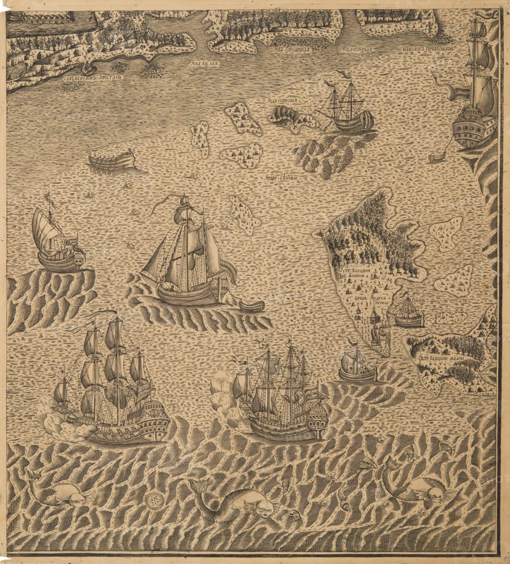 Peter the Great's Fleet at the Onega Bay, ca 1707. Artist: Anonymous