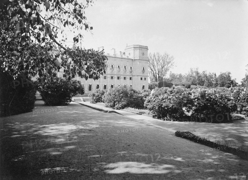 Garden by the Arsenal Square of the Gatchina Palace, 1890s. Artist: Anonymous