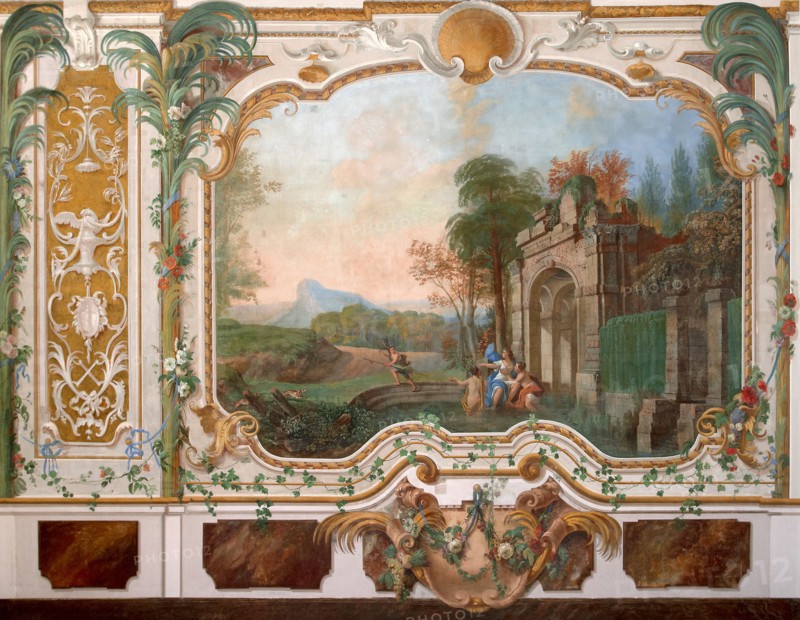 Mural painting in the living room of the Chinese palace in Oranienbaum, Mid of the 18th century. Artist: Anonymous