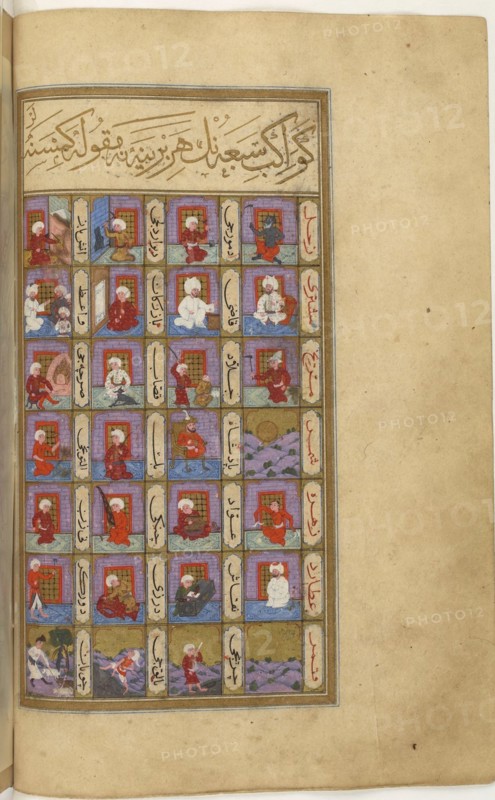 Miniature from Matâli' al-sa'âdet by Seyyid Mohammed ibn Emir Hasan (left part), 1582. Artist: Anonymous