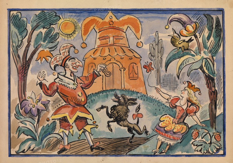 Illustration for War of Petrushka and Stepka-Rastrepka by Evgeni Schwartz, 1925. Artist: Radakov, Alexei Alexandrovich (1877-1942)