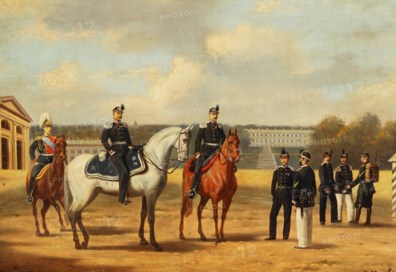 Grenadiers at Tsarskoe Selo. Artist: Matveyev, Nikolai Sergeyevich (1855-1939)