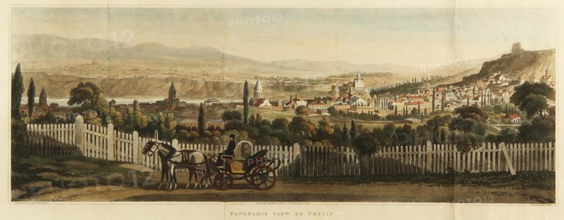 Panoramic View of Tiflis, 1827. Artist: Clark, John Heaviside (ca. 1770-1836)