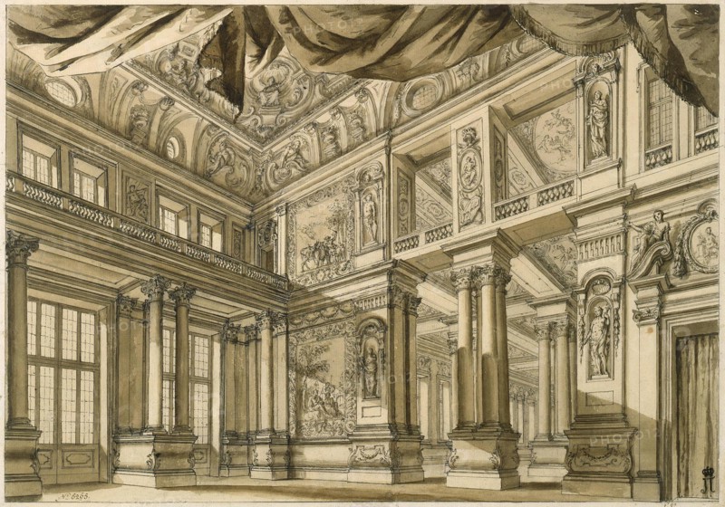 Set design for the Opera Scipione (Scipio) by George Frideric Handel, 18th century.
