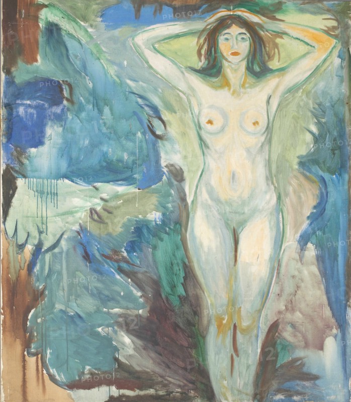 Standing Nude Against Blue Blackground, 1925-1930.