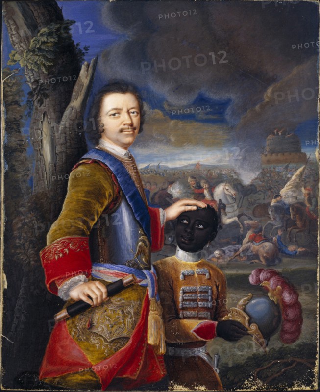 Peter the Great with his page Abraham Hannibal, ca 1720.