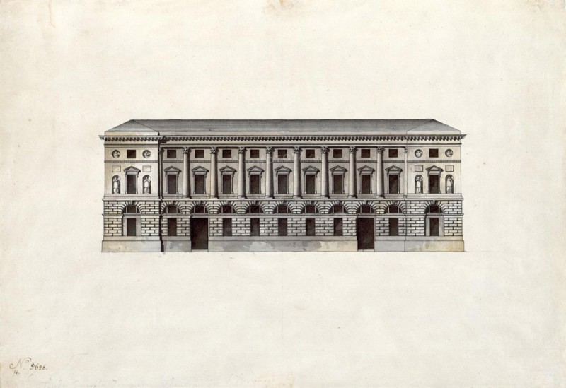Facade of the Hermitage Theatre in Saint Petersburg.
