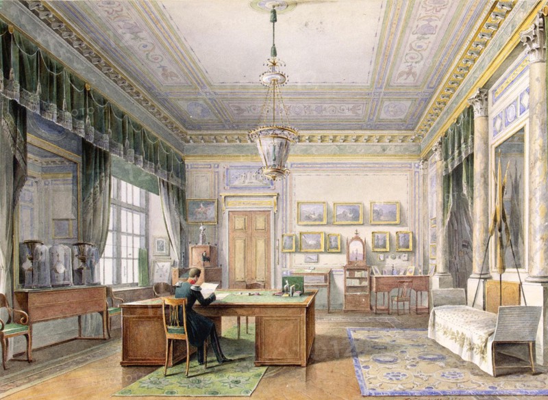 Interiors of the Winter Palace. The Study of Emperor Alexander II in the Winter Palace.