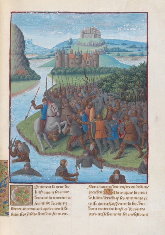 Battle between the Maccabees and the Seleucids. Illustration in Flavius Josephus Antiquities of the