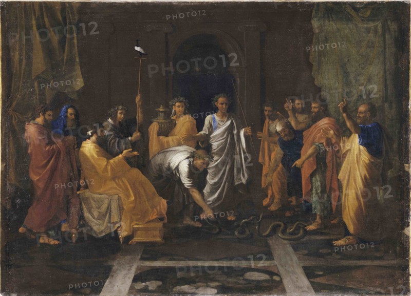 Moses turning Aaron's rod into a snake.