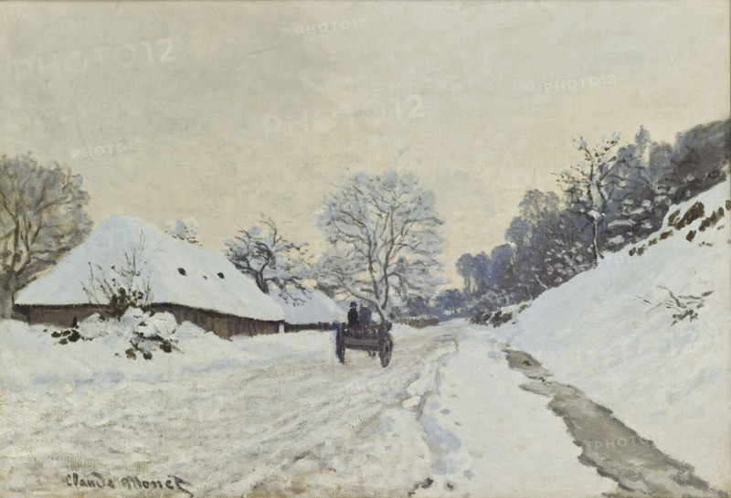 The Cart. Snow-covered road at Honfleur.