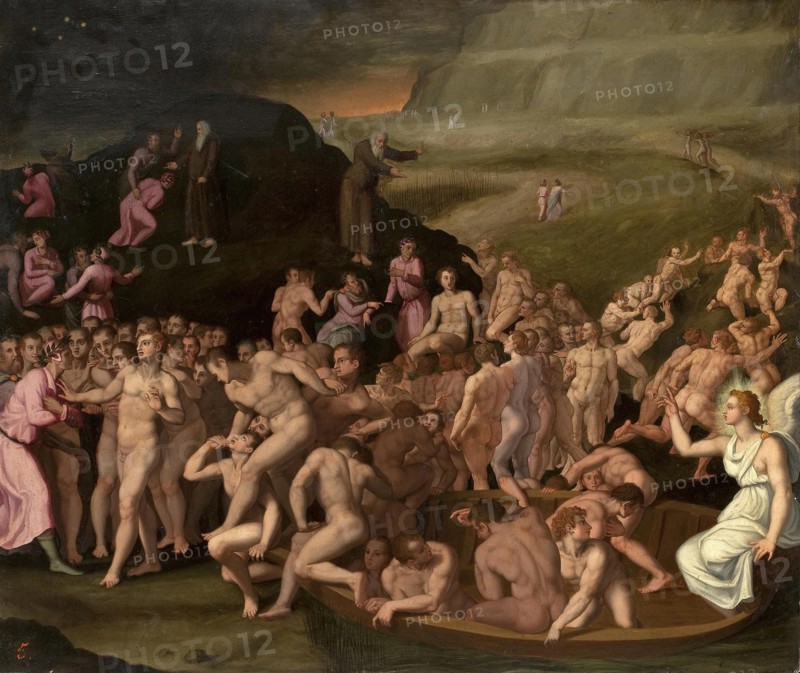 Dante and Vergilius on the Way to the Purgatory.