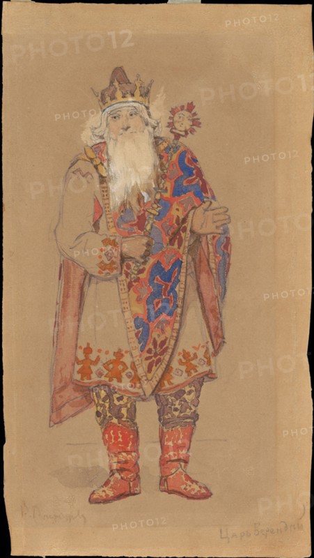 Tsar Berendey. Costume design for the theatre play Snow Maiden by Alexander Ostrovsky.
