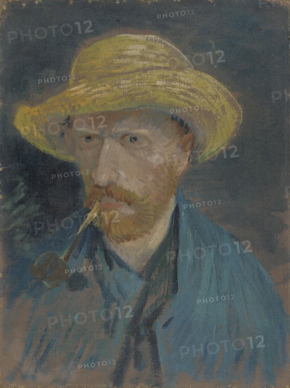 Self-Portrait with Straw Hat and Pipe.