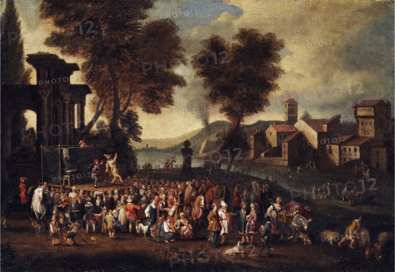 Commedia dell'arte Scene in an Italian Landscape.