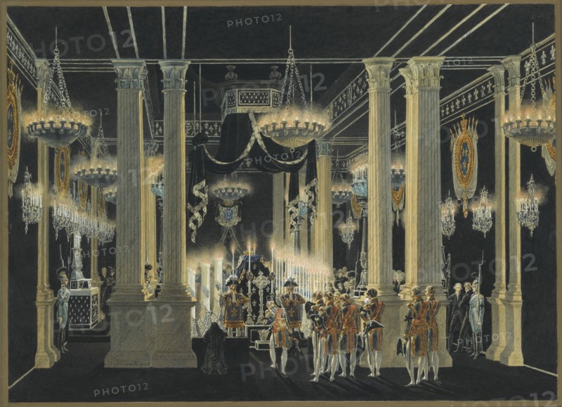 Chapelle Ardente of Charles Ferdinand d'Artois, Duke of Berry in Louvre, February 1820.