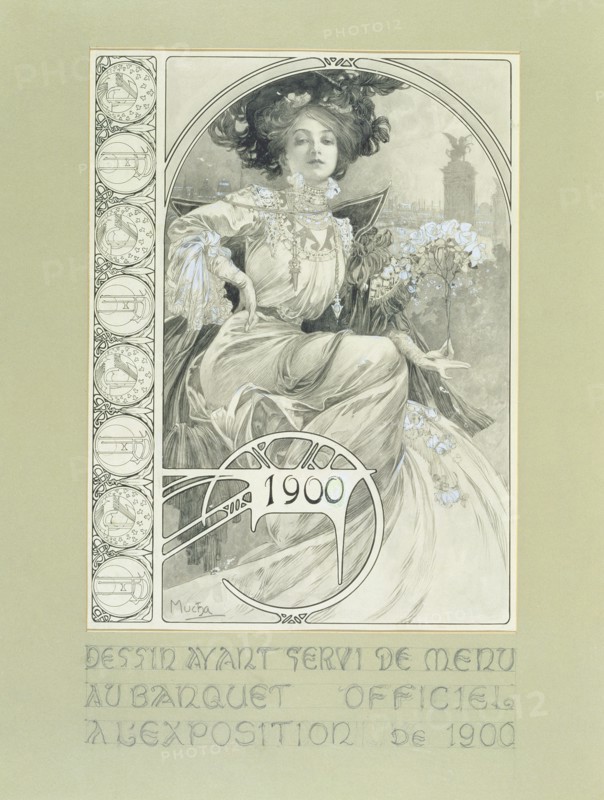 Official Banquet of the Paris International Exhibition 1900. Design for the menu.