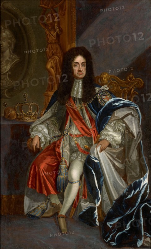 Portrait of Charles II of England (1630-1685), in the robes of the Order of the Garter.