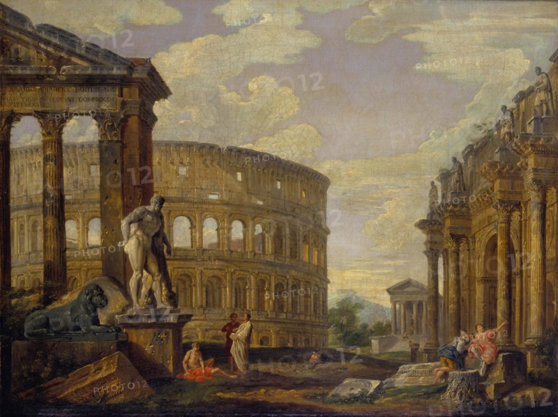 Landscape with Hercules and ruins of ancient Rome.