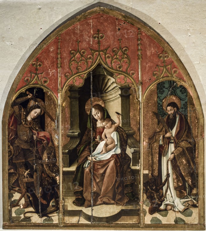 The Virgin and Child with Saints Michael the Archangel and Bartholomew.