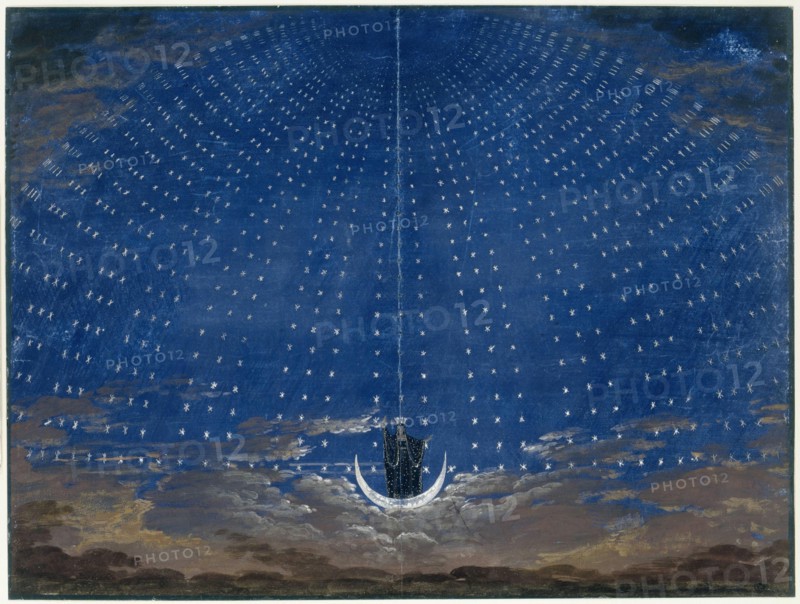 Stage design for the opera Die Zauberflöte by Wolfgang Amadeus Mozart.