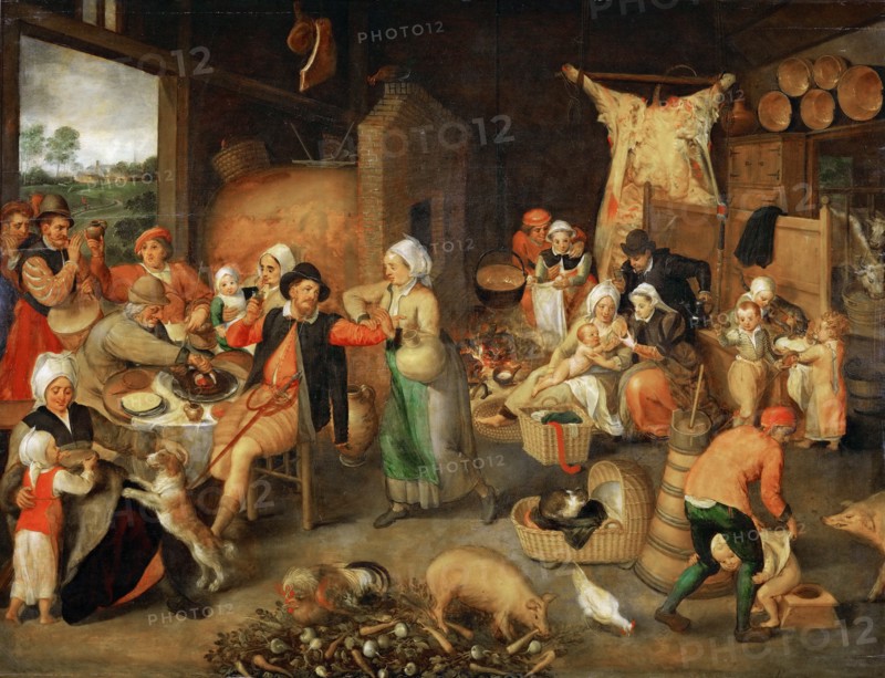 Peasant parlour with noble visitors.
