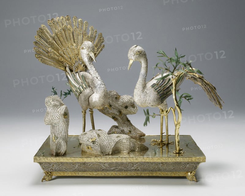 Table decoration in the form of a pair of birds, 1740-1750s.