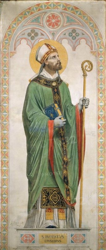 Saint Rupert of Salzburg. Cardboard for the windows of the Chapel of St. Ferdinand, 1842.