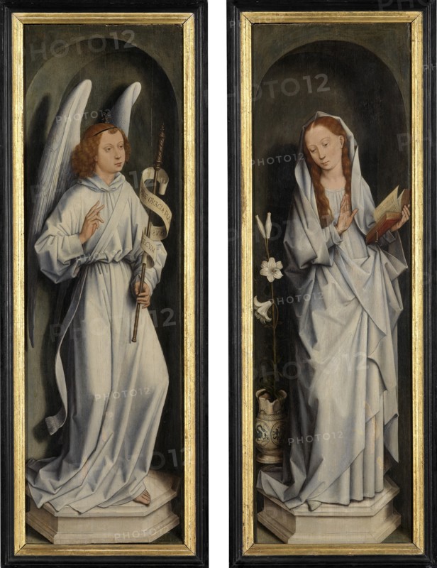 The Annunciation. The side panels from the Triptych of Jan Crabbe, ca 1470.