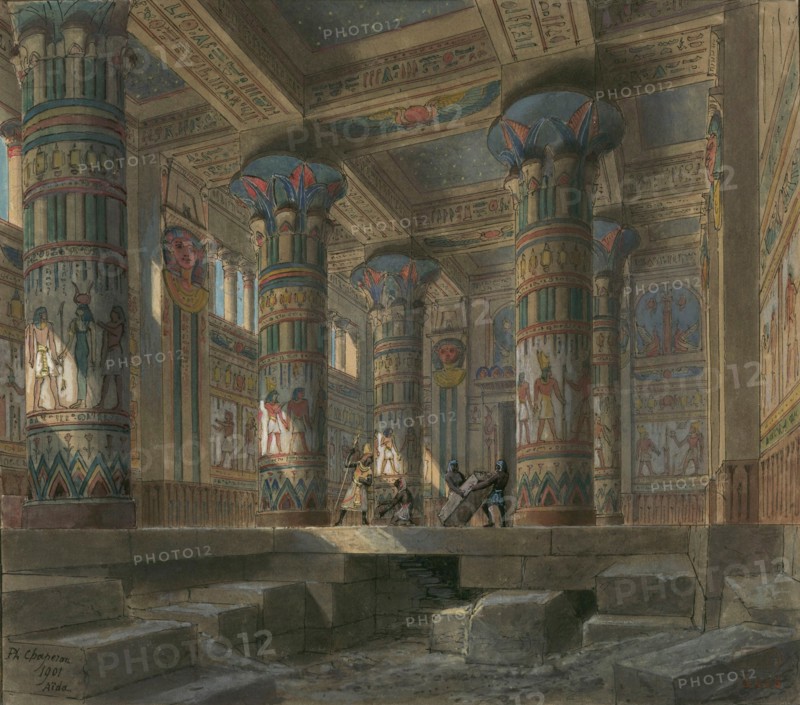 Set design for opera Aida by Giuseppe Verdi. Paris, Théâtre national de l'Opéra, 1880.