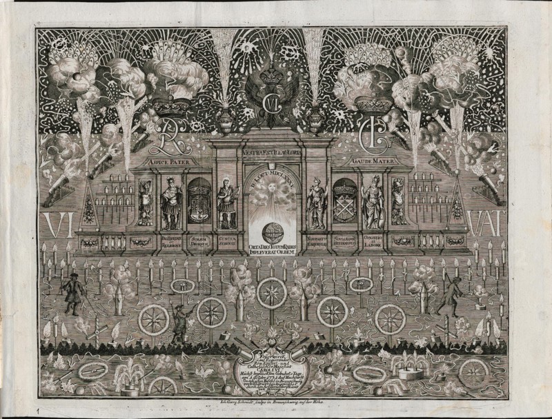 Fireworks for Charles VI on October 1, 1731 in Braunschweig, 1731.