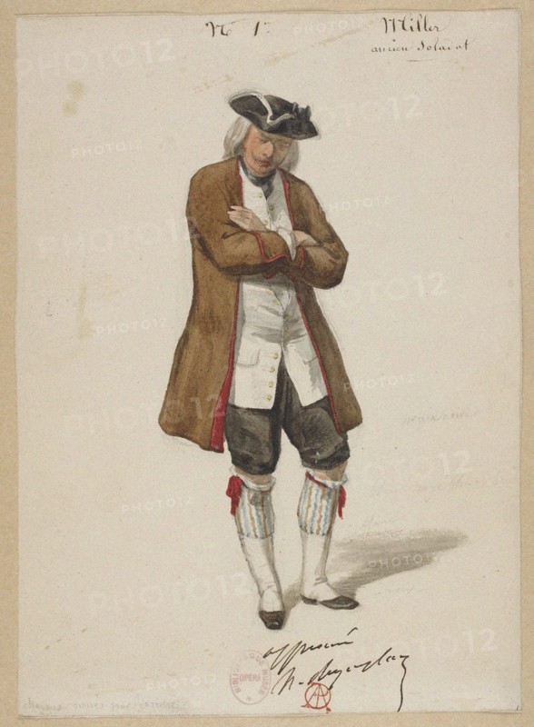 Costume design for the opera Louise Miller by Giuseppe Verdi, Paris Opéra, 02.02.1853, 1853.