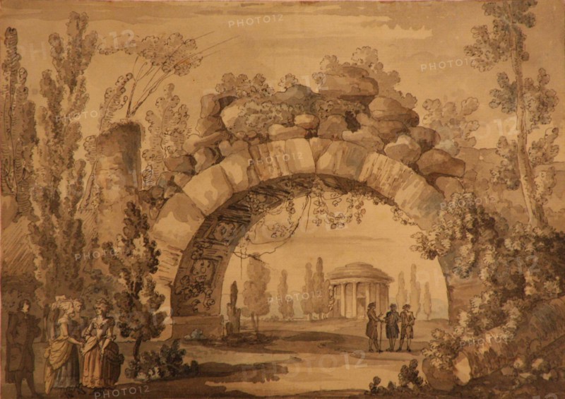 Park Landscape With An Arch, 1800s.