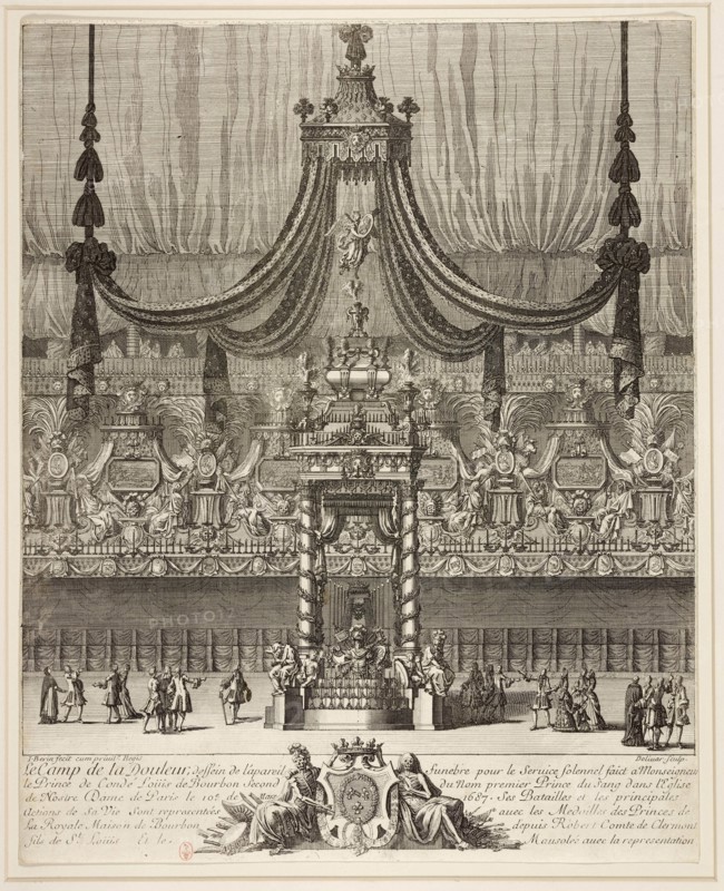 Decoration and arc de triomphe for the funeral of the Grand Condé held in Notre-Dame on March 10, 16