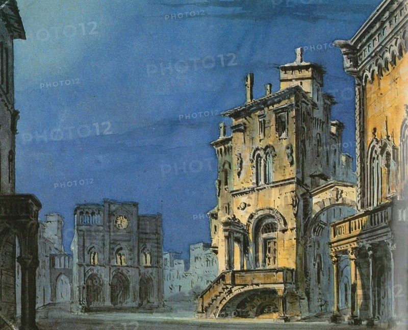 Set design for opera Simon Boccanegra by Giuseppe Verdi, 1881.