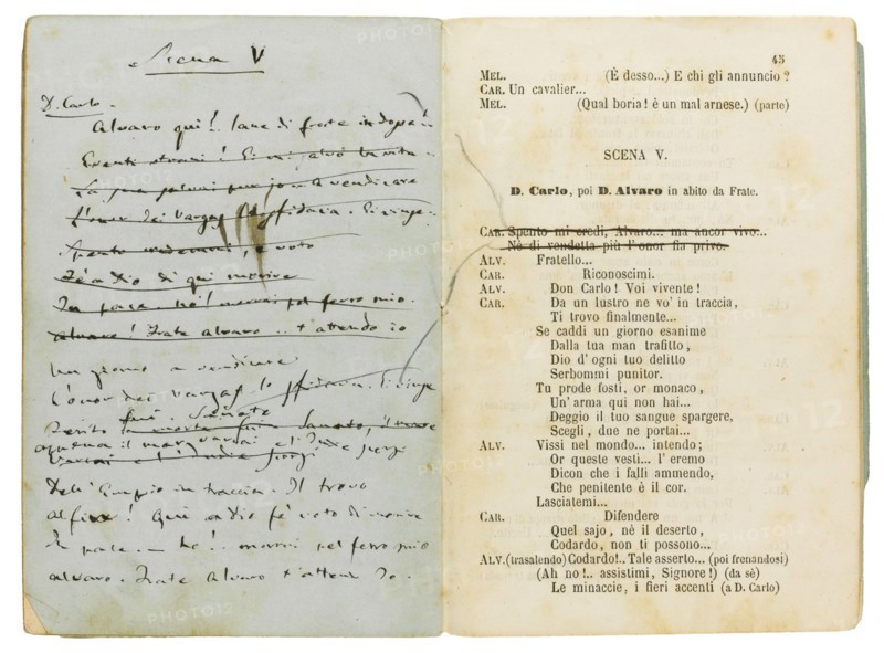 Libretto of the opera La forza del destino by F. M. Piave, revised by the composer, 1863.