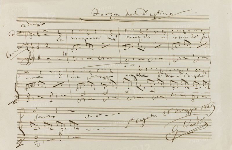 Musical quotation from La forza del destino, St Agata, 28 May 1869, 1869.
